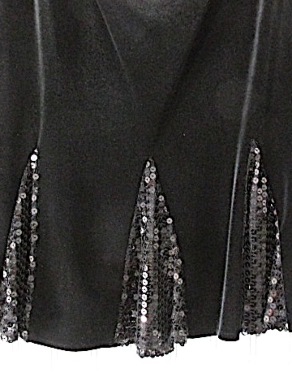 Black Velvet Trumpet Skirt with Sequined Inserts, Size 8 - Picture 2 of 8